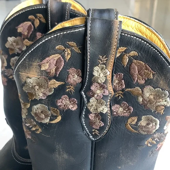 Western cowboy distressed leatherboots - Picture 5 of 11